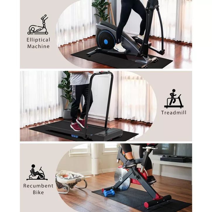 Foldable rubber treadmill mat non-slip floor protector for home gym equipment