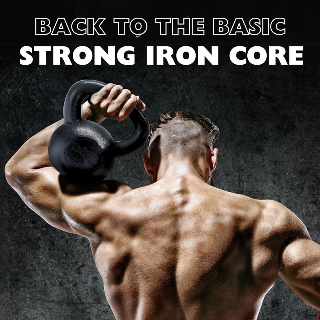 60lb Cast Iron Kettlebell - Single, Black
