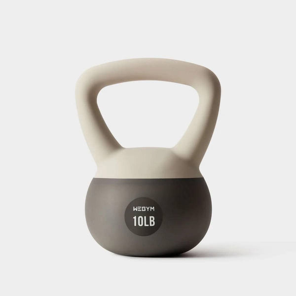 10lb soft sandstone kettlebell with wide anti-slip handle and floor-safe soft bas