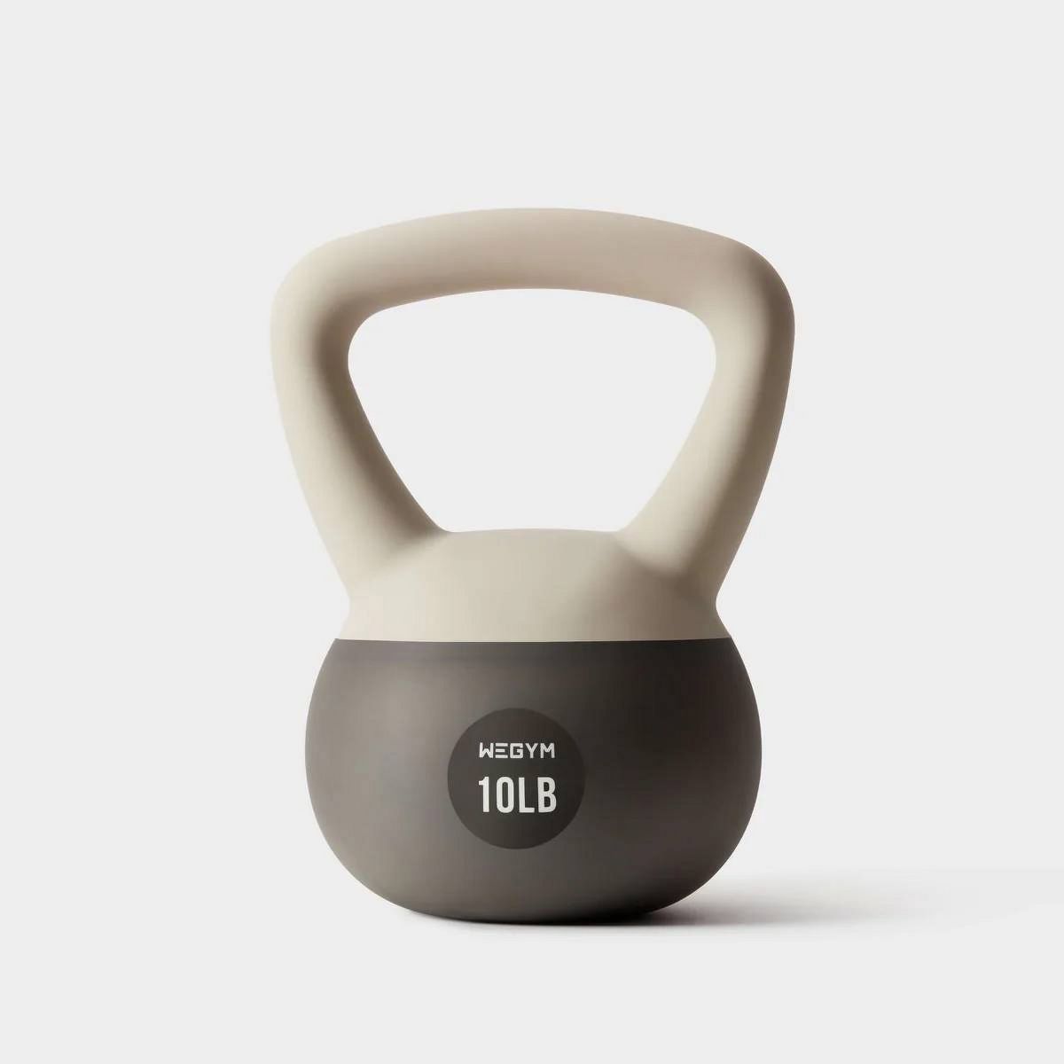 10lb soft sandstone kettlebell with wide anti-slip handle and floor-safe soft bas