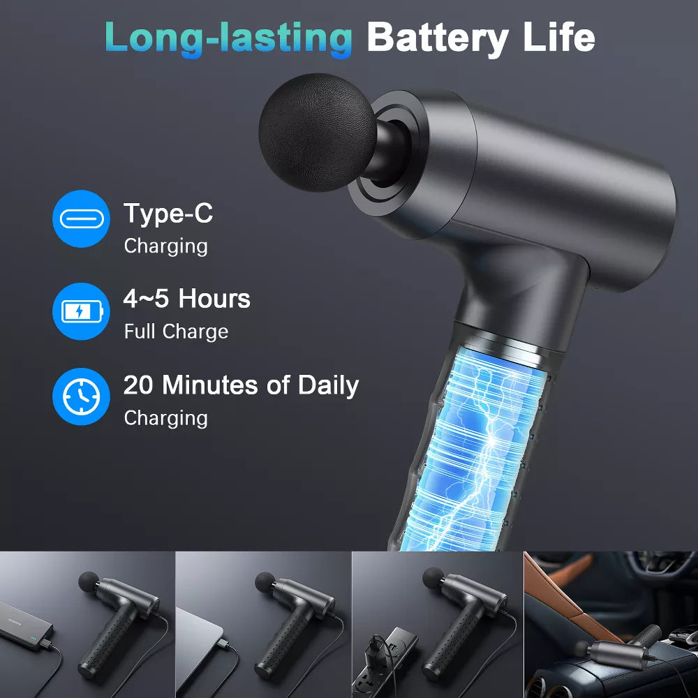 Deep Tissue Massage Gun 3200 RPM, 8 Heads