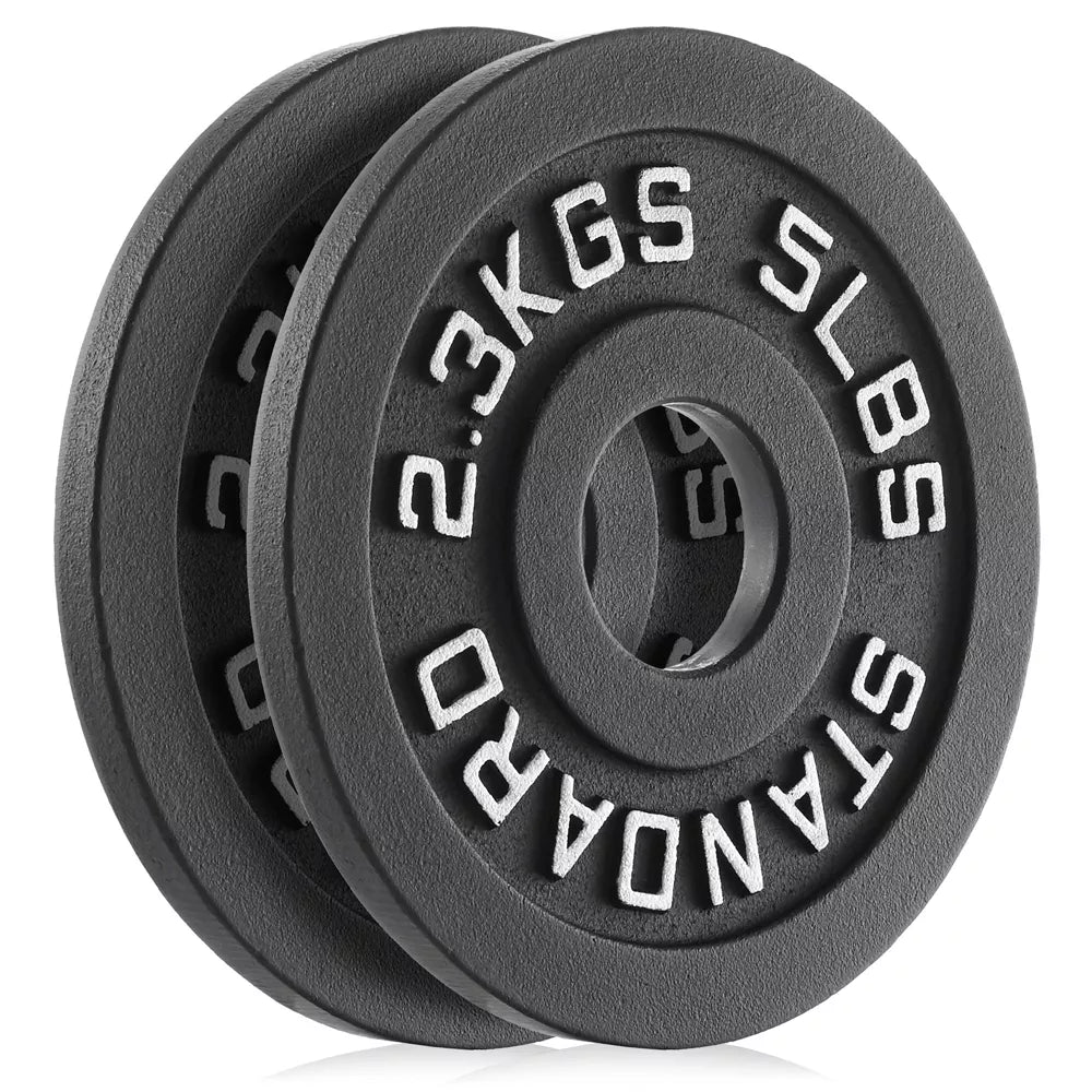 5lb cast iron 2-inch olympic weight plates set of 2 black matte coating for barbell