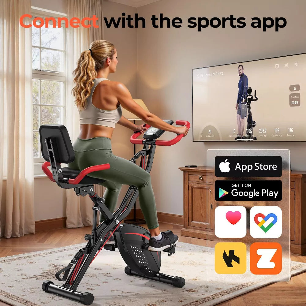 5-in-1 Folding Exercise Bike - Back Support