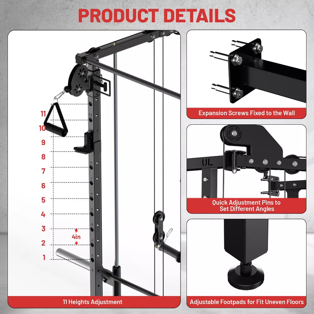 Wall Mount Smith Machine - Folding Power Rack
