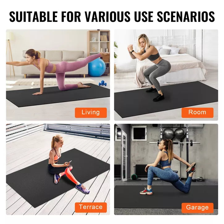 8x6ft non-slip high density PVC exercise yoga mat with carry strap and storage bag