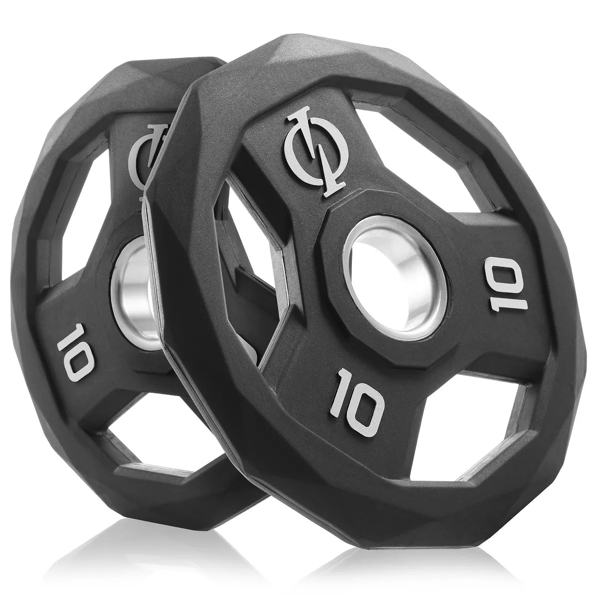 10lb rubber coated 2-inch olympic grip weight plates set of 2 with steel insert black