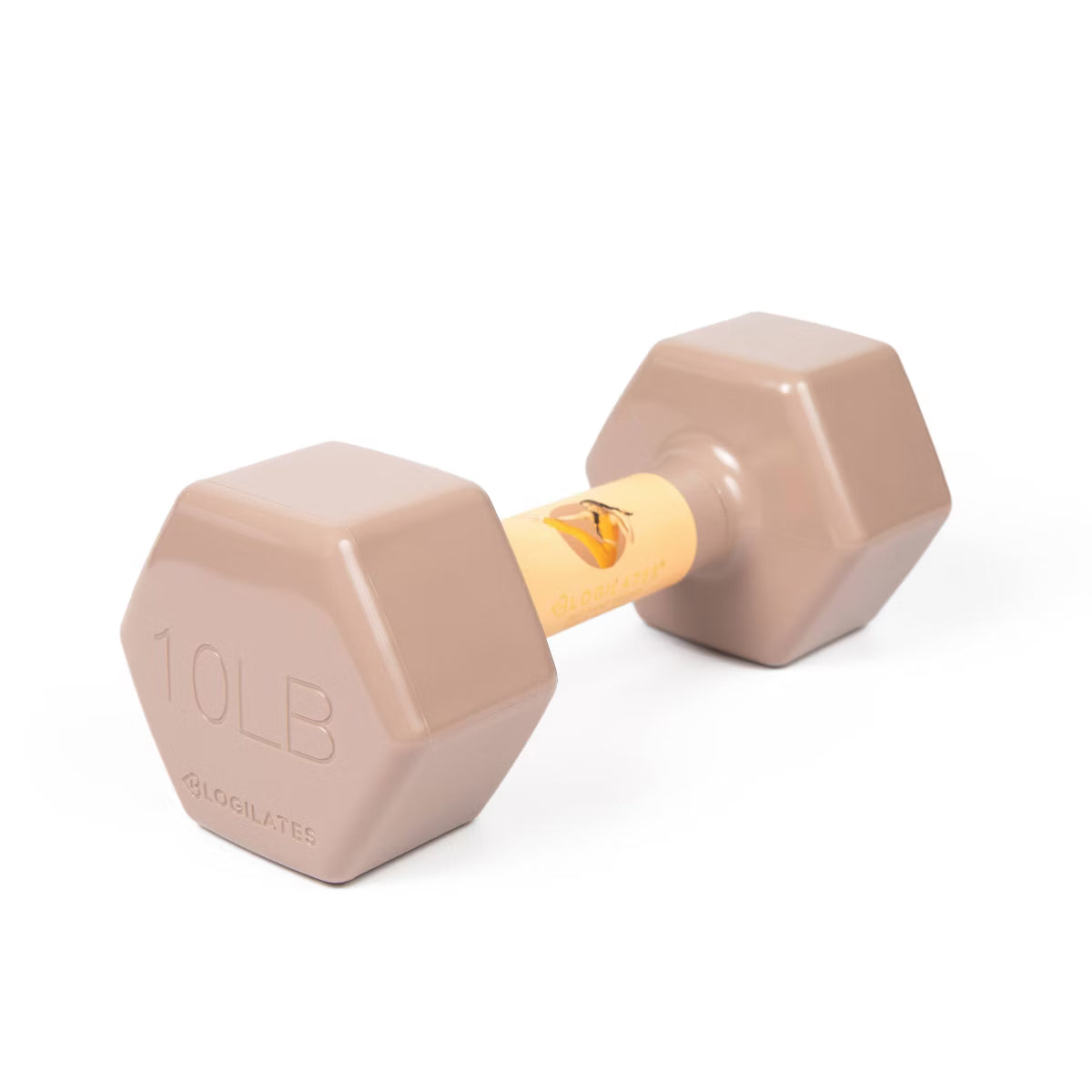 Blogilates 10lb jelly dumbbell with non-slip grip and hex design for home workout