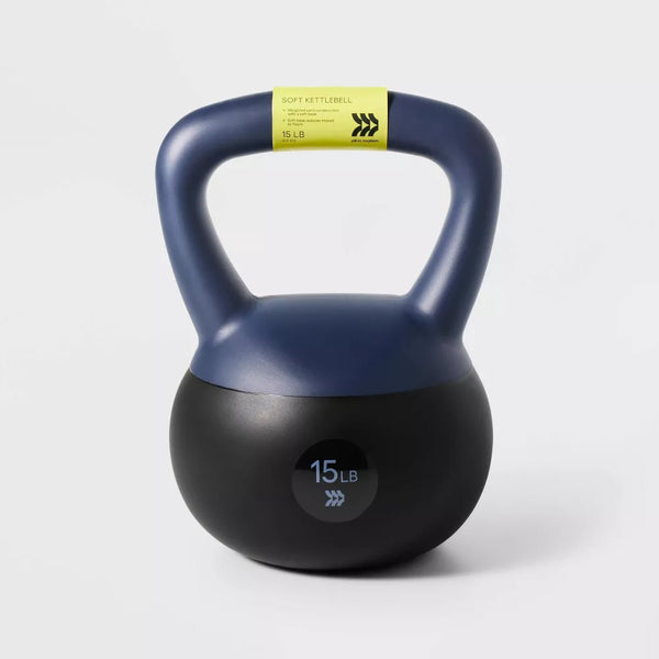 10lb soft blue PVC kettlebell sand fill with handle for yoga pilates home gym