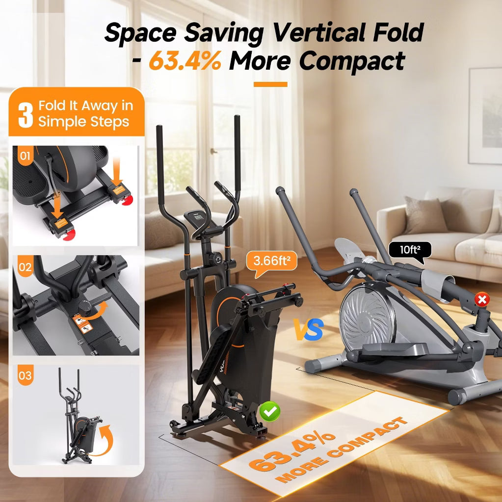 Foldable Magnetic Elliptical 350LB - 16 Levels