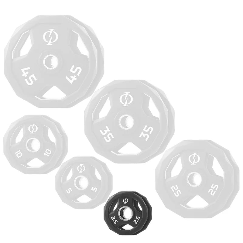 2.5lb rubber coated 2-inch olympic grip weight plates set of 2 with steel insert black