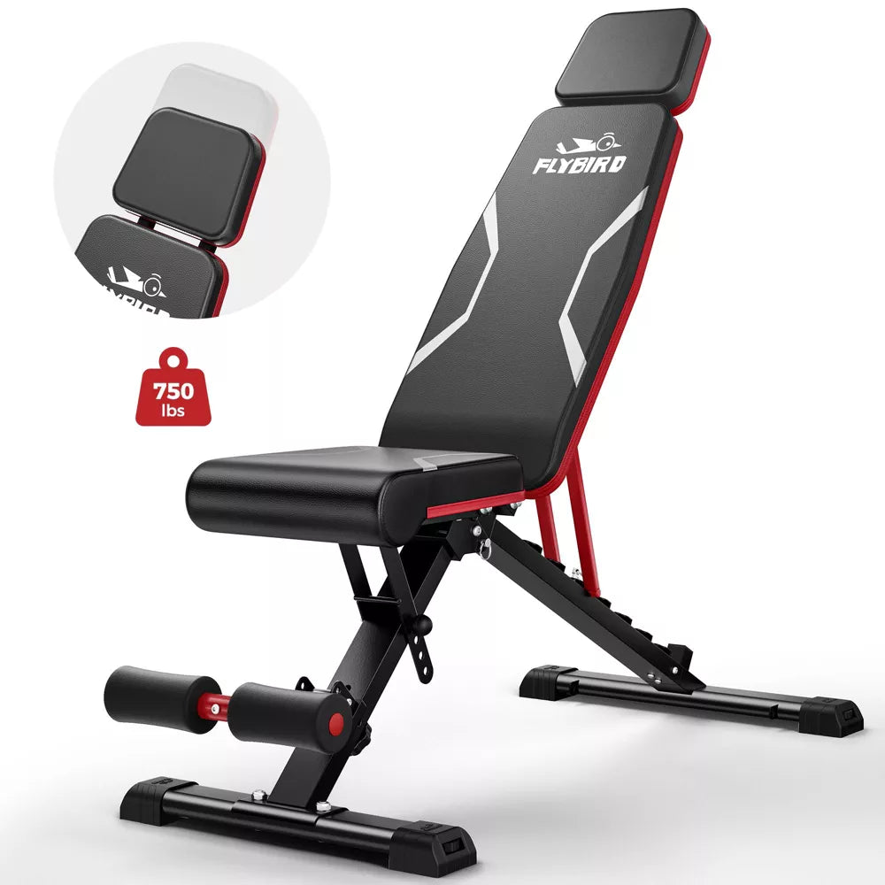 Adjustable Weight Bench 750LB - 5X Stable Design