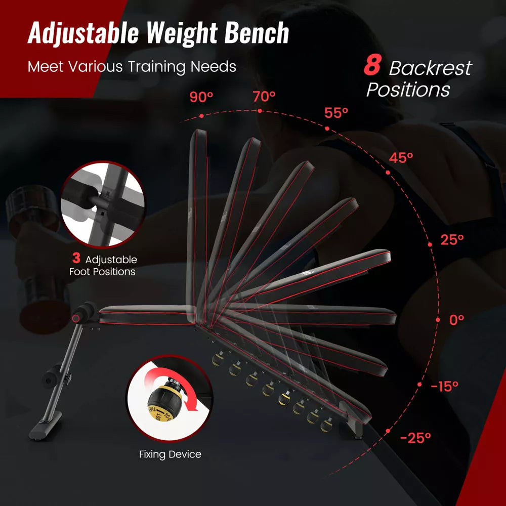 Adjustable Weight Bench - Incline Decline Home Gym