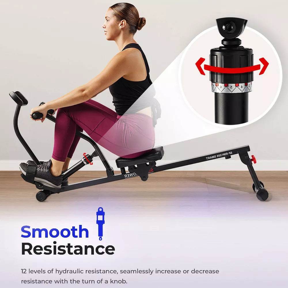 Compact Rowing Machine - 12 Levels, Bluetooth