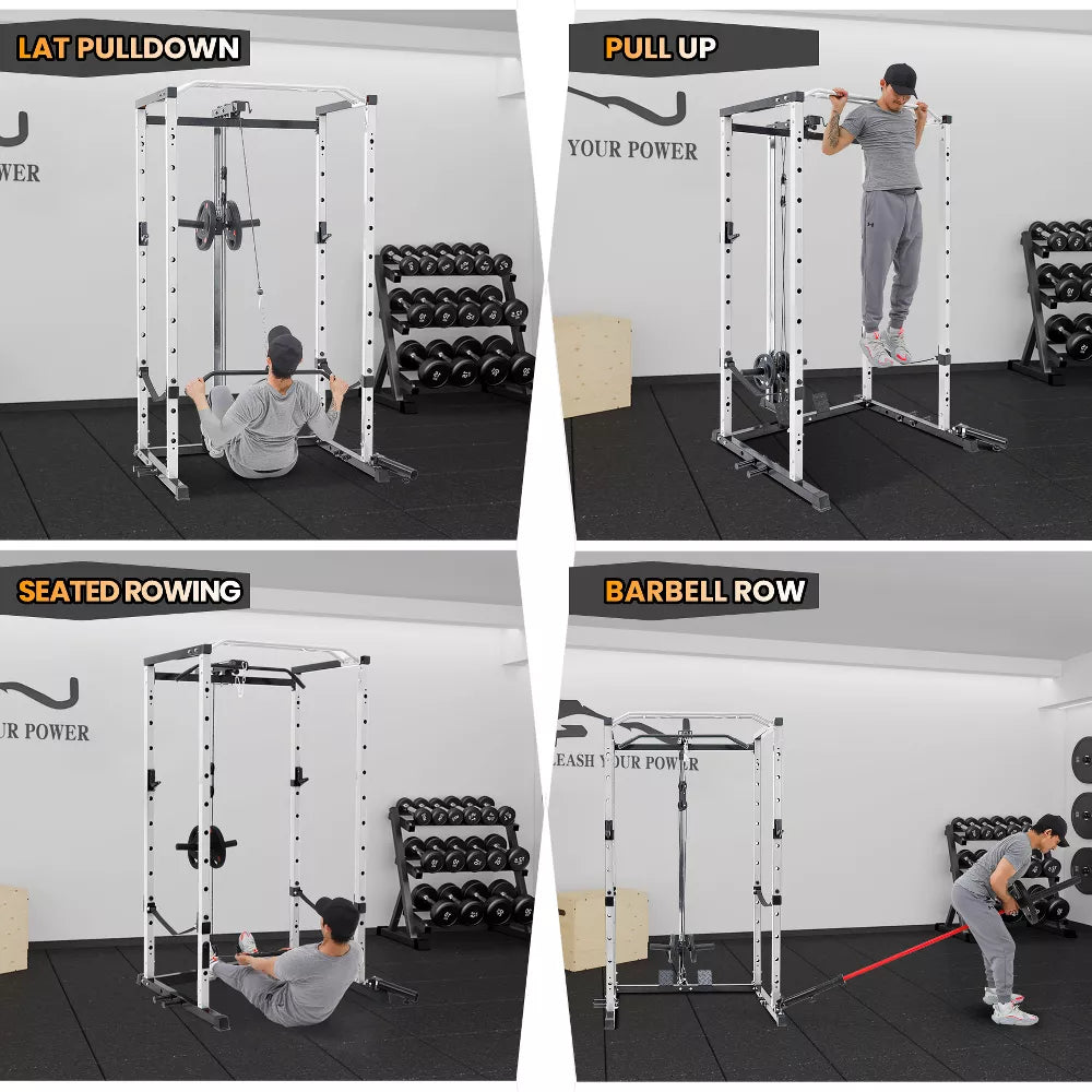 Power Rack 1600LBS - Cable Pulley & Dip Bar