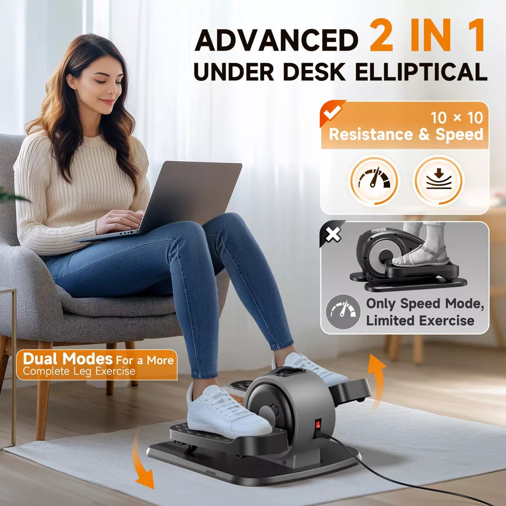2-in-1 Under Desk Elliptical - Portable Leg Exerciser