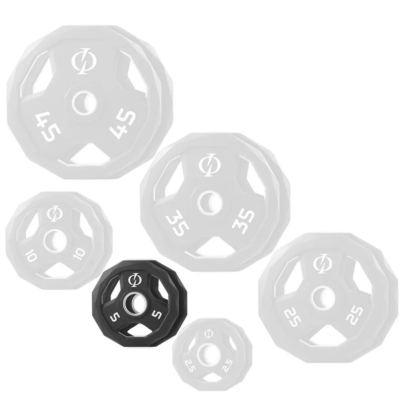 5lb rubber coated 2-inch olympic grip weight plates set of 2 with steel insert black