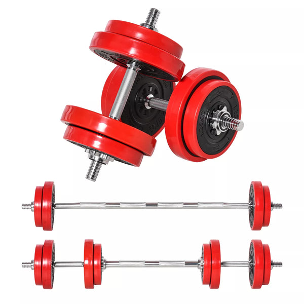 44lb Adjustable Dumbbell Set - 2-in-1 Barbell