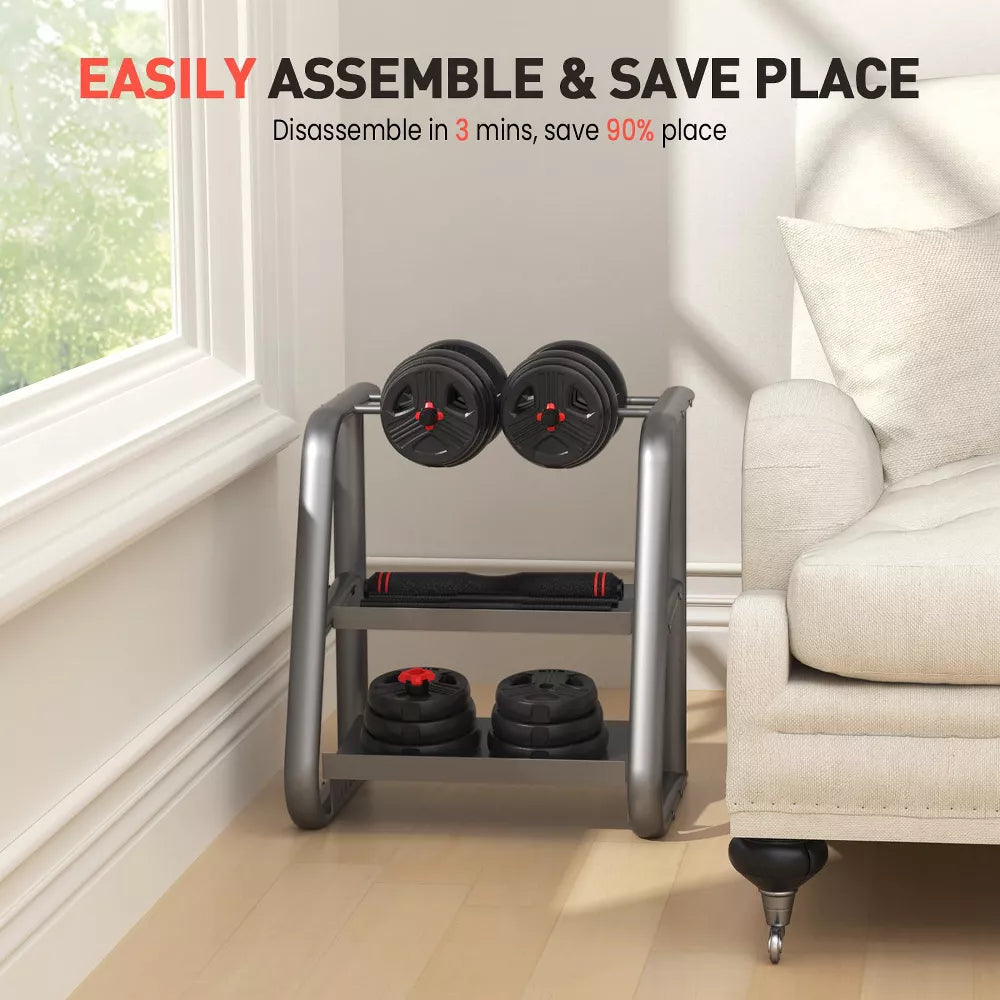 80lb adjustable dumbbell set pair 3-in-1 convertible barbell kettlebell home gym weights
