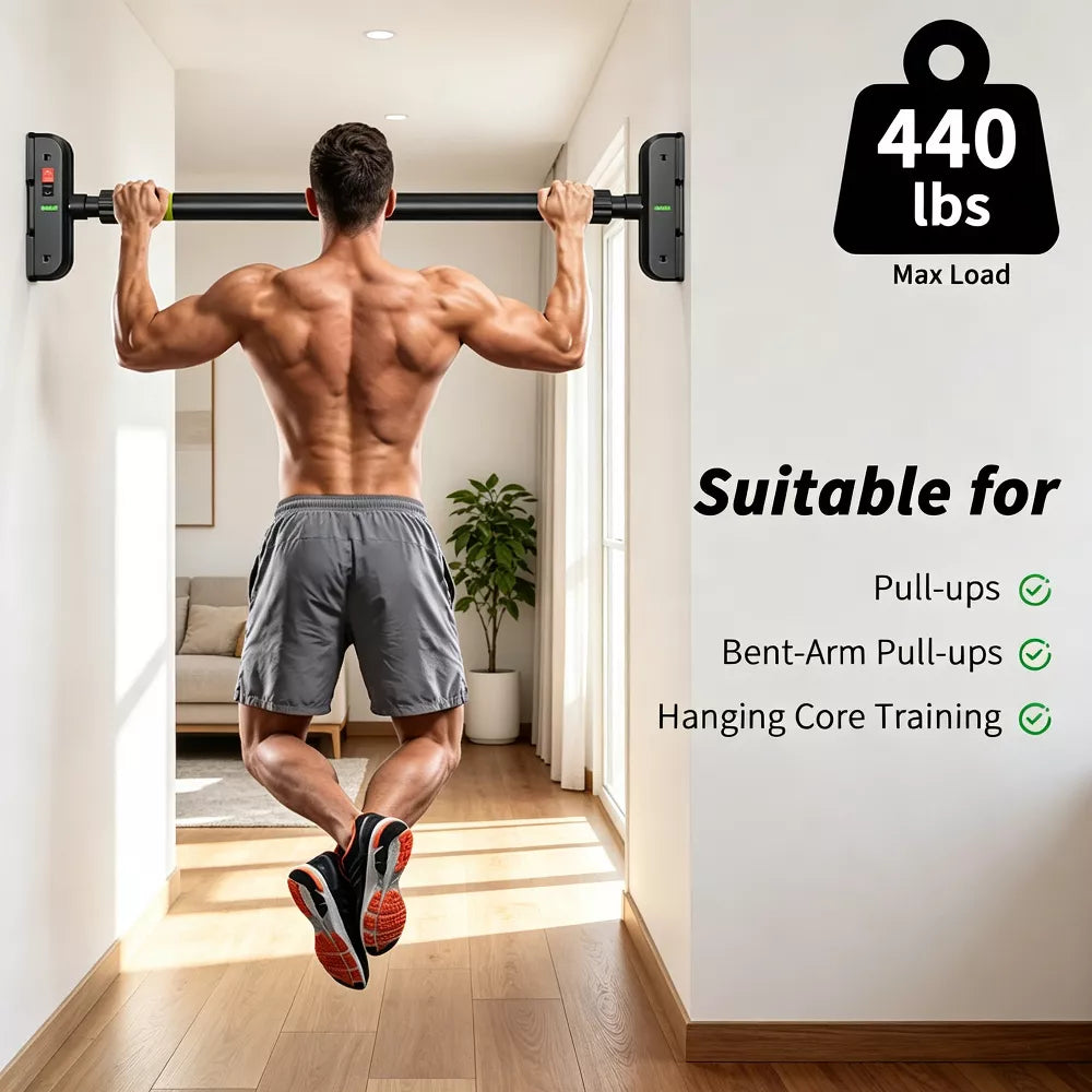No-Drill Doorway Pull Up Bar 28-37in - Carbon Steel