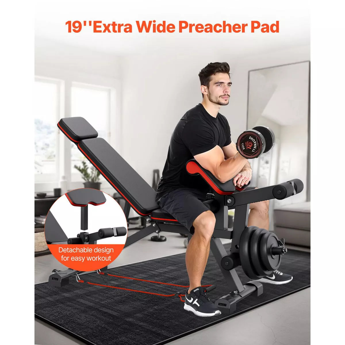 Adjustable Weight Bench 800lbs - Black & Red