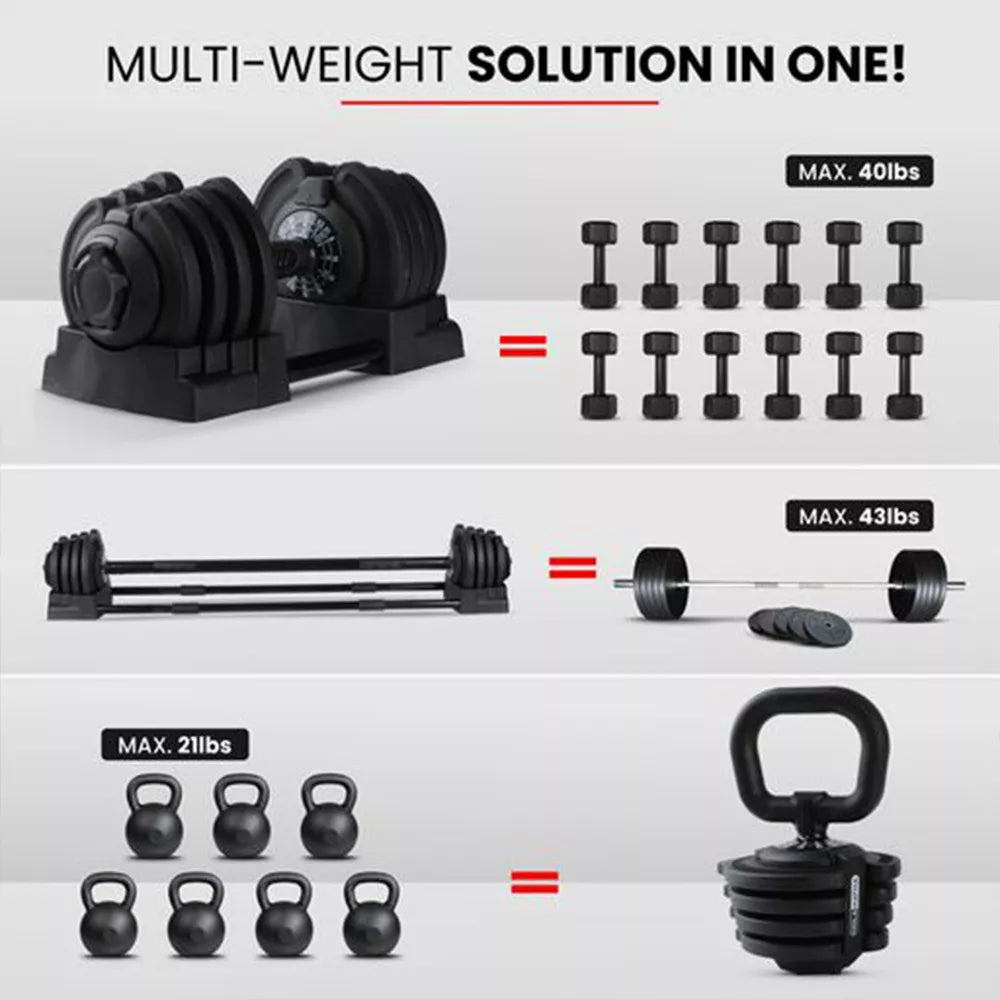 3-in-1 Multifunctional Dumbbell Set - Safety Lock