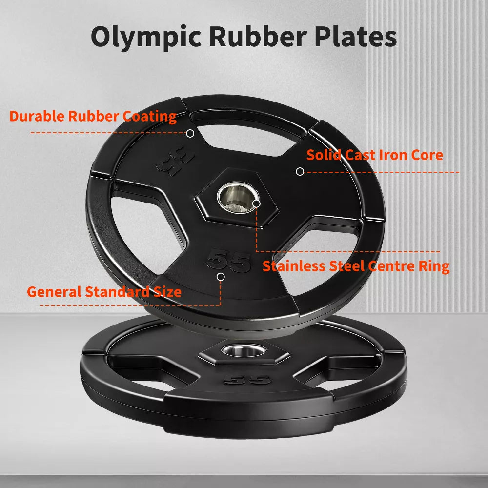 55LB Rubber Grip Weight Plates - Pair