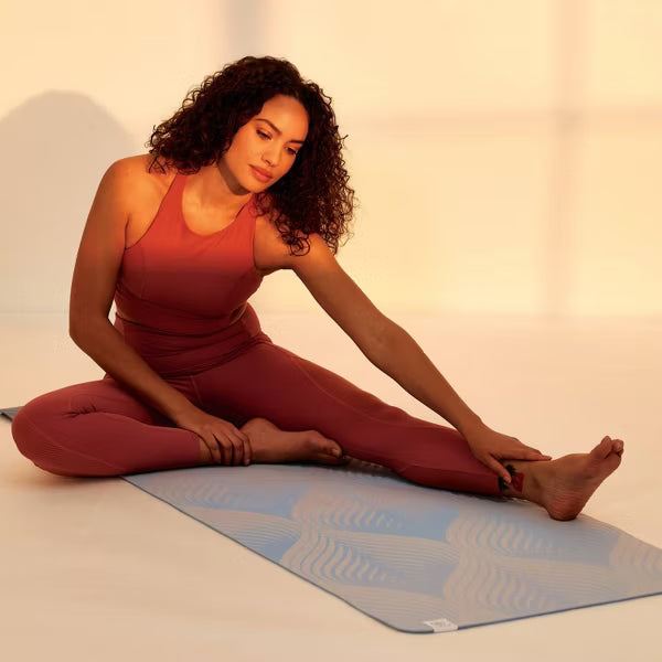 Gaiam Studio Flow blue yoga mat with dual non-slip reversible TPE surface