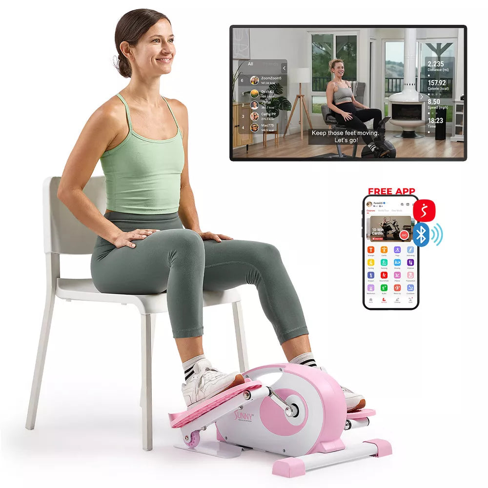 Smart Under-Desk Elliptical - SunnyFit App, Pink