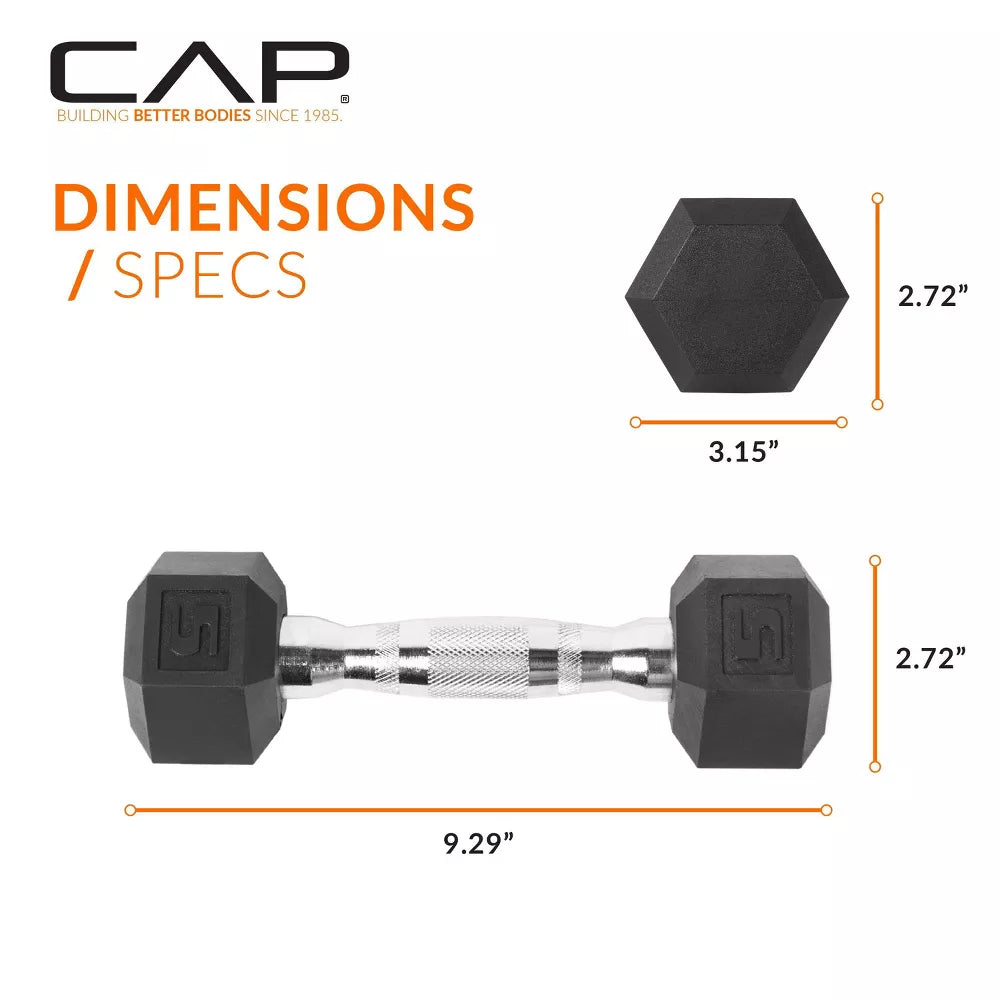 25lbs Coated Hex Dumbbell - Contoured Handle