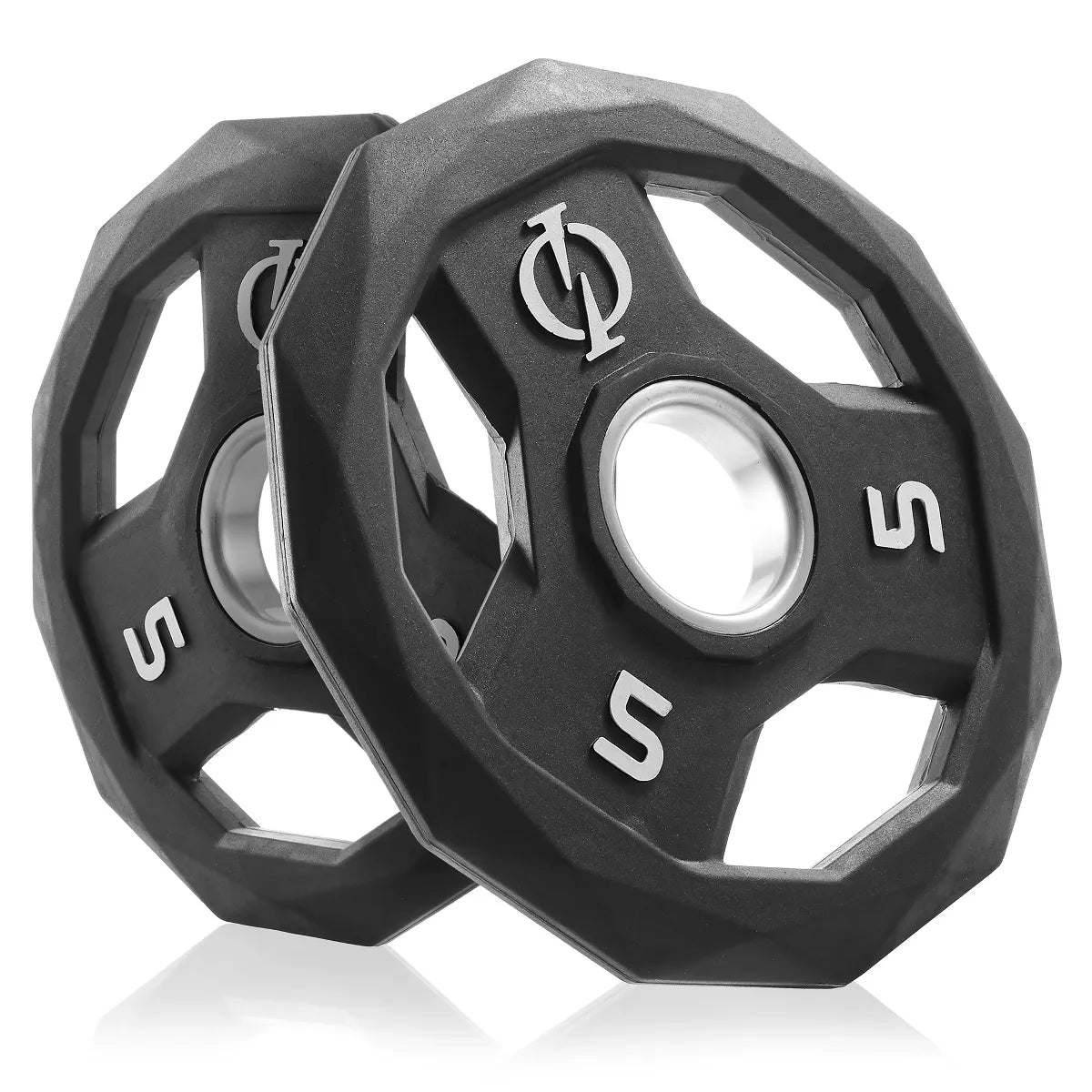 5lb rubber coated 2-inch olympic grip weight plates set of 2 with steel insert black