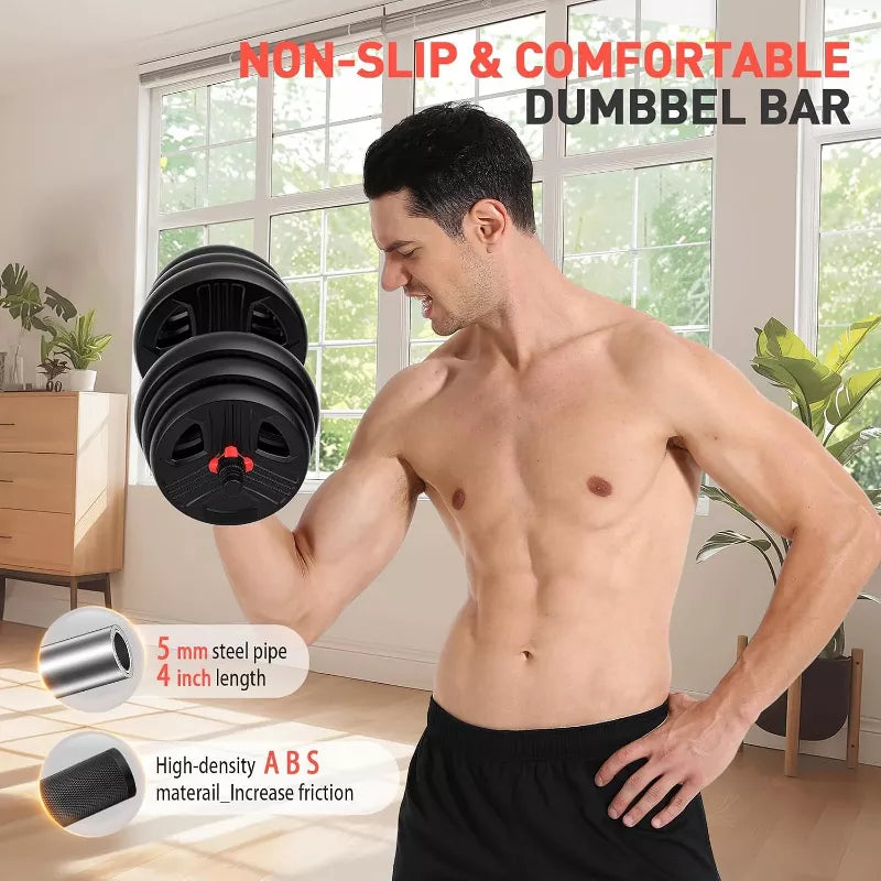 80lb adjustable dumbbell set pair 3-in-1 convertible barbell kettlebell home gym weights