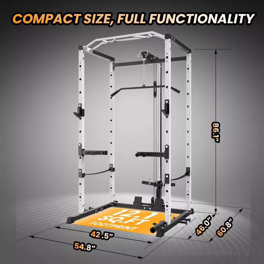 Power Rack 1600LBS - Cable Pulley & Dip Bar