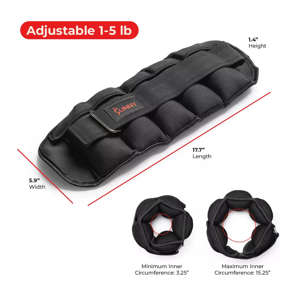 Adjustable Ankle & Wrist Weights - 1-5lb, 10lb Pair