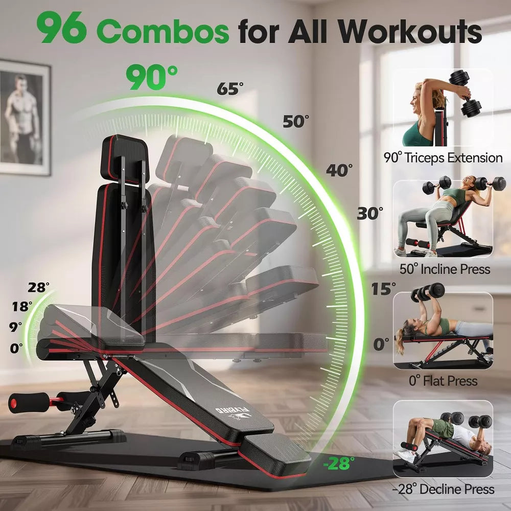 Adjustable Weight Bench 750LB - 5X Stable Design