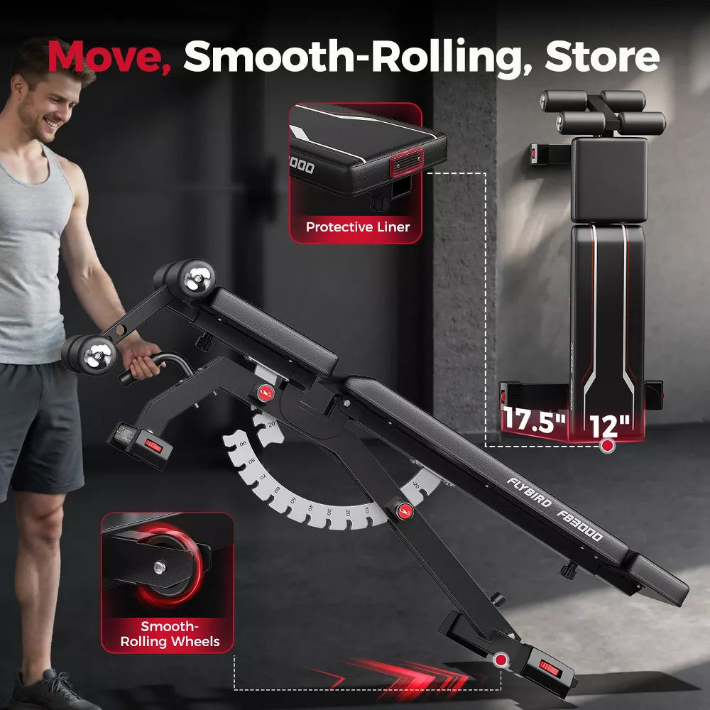 Adjustable Weight Bench 1200LBS - Extended Base