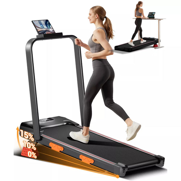 3-in-1 Walking Pad - 15% Incline, Portable
