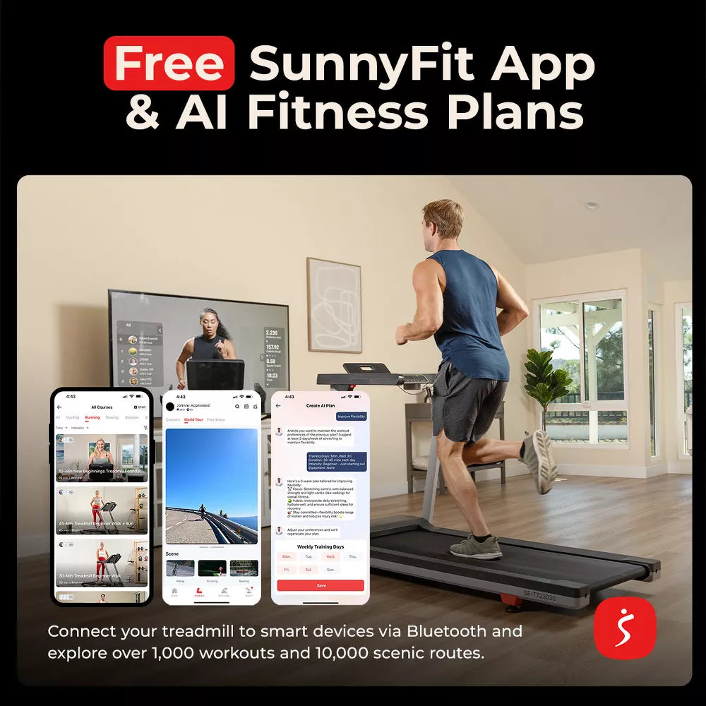 Smart Foldable Treadmill - 20in Belt, 15-Level Incline