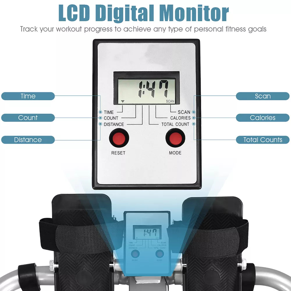 Full Motion Rower - Double Hydraulic Resistance, LCD