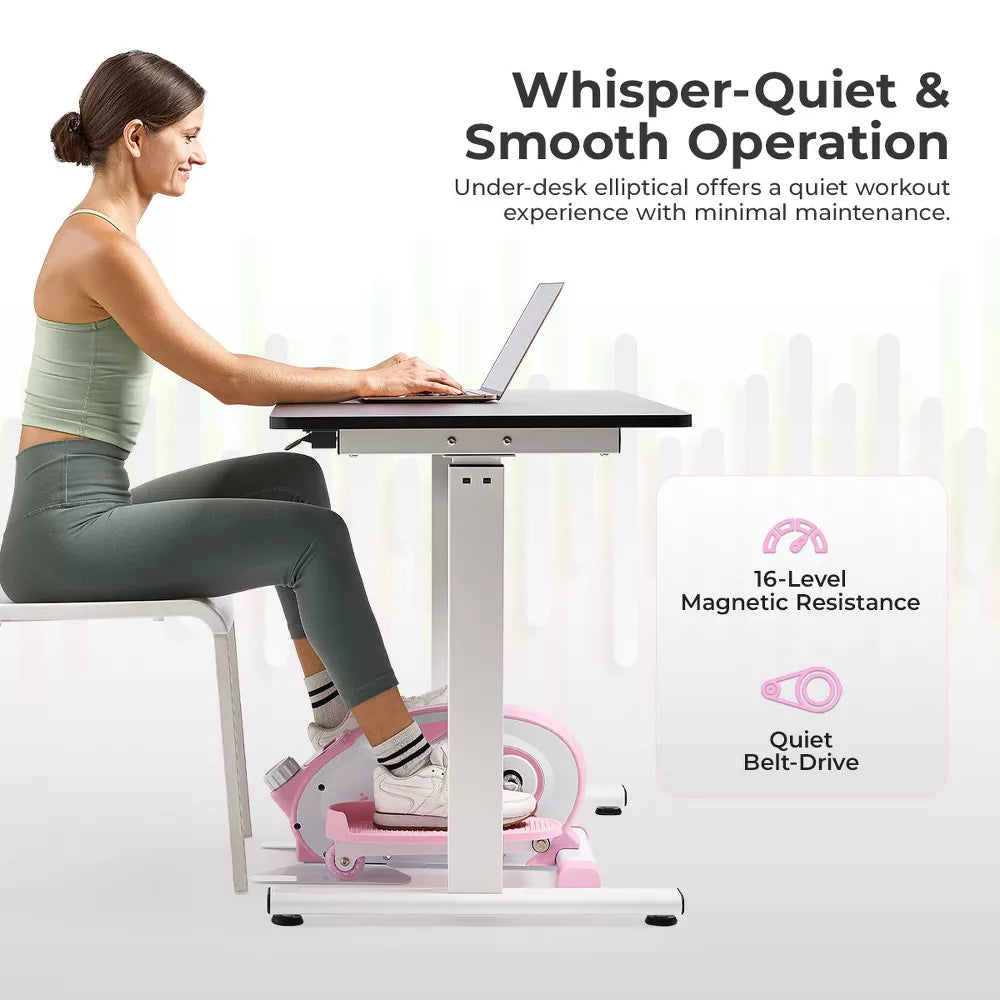 Smart Under-Desk Elliptical - SunnyFit App, Pink