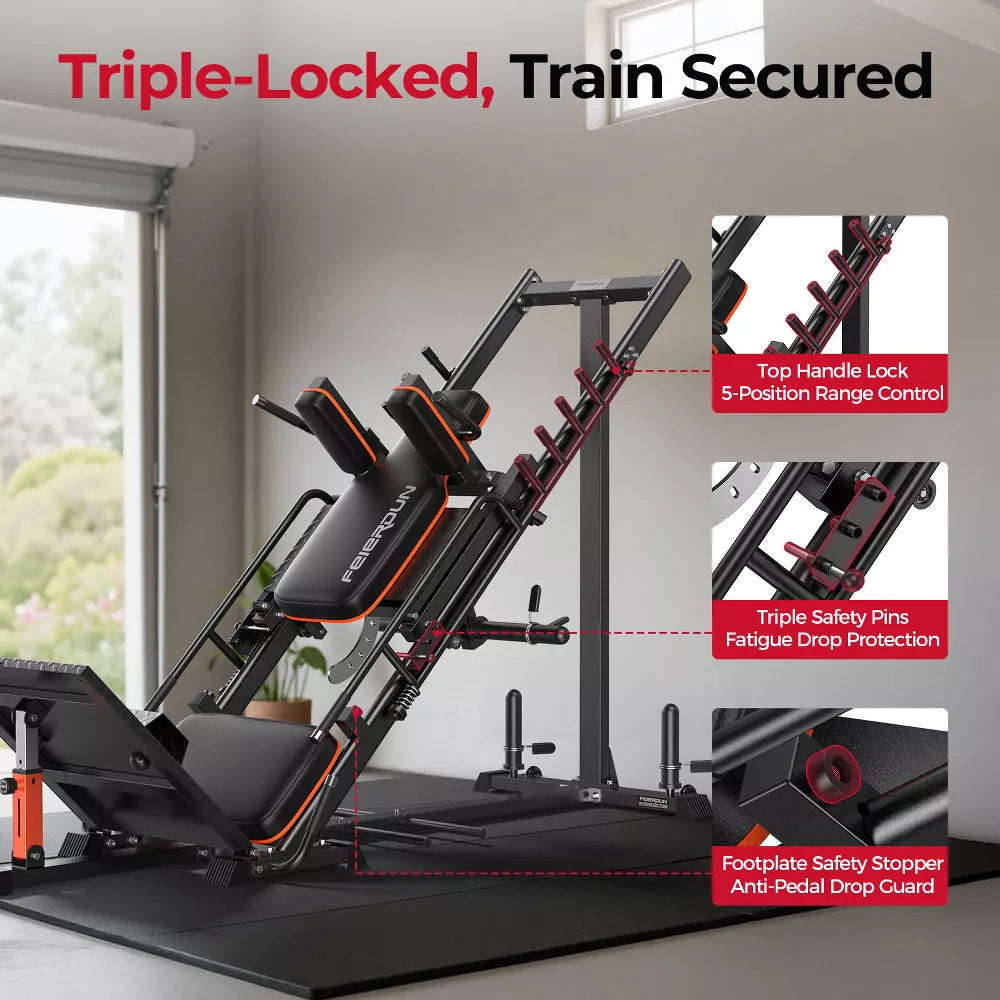 3-in-1 Leg Press Hack Squat Machine - Stretch Board