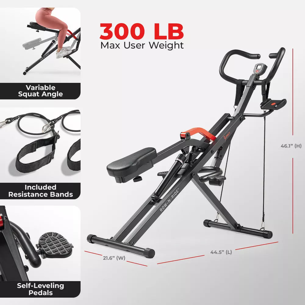 Row-N-Ride Pro Smart Squat Trainer - 12 Levels, Bluetooth