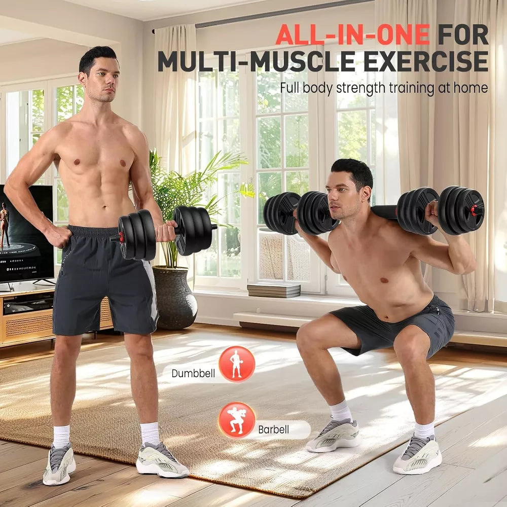 80lb adjustable dumbbell set pair 3-in-1 convertible barbell kettlebell home gym weights