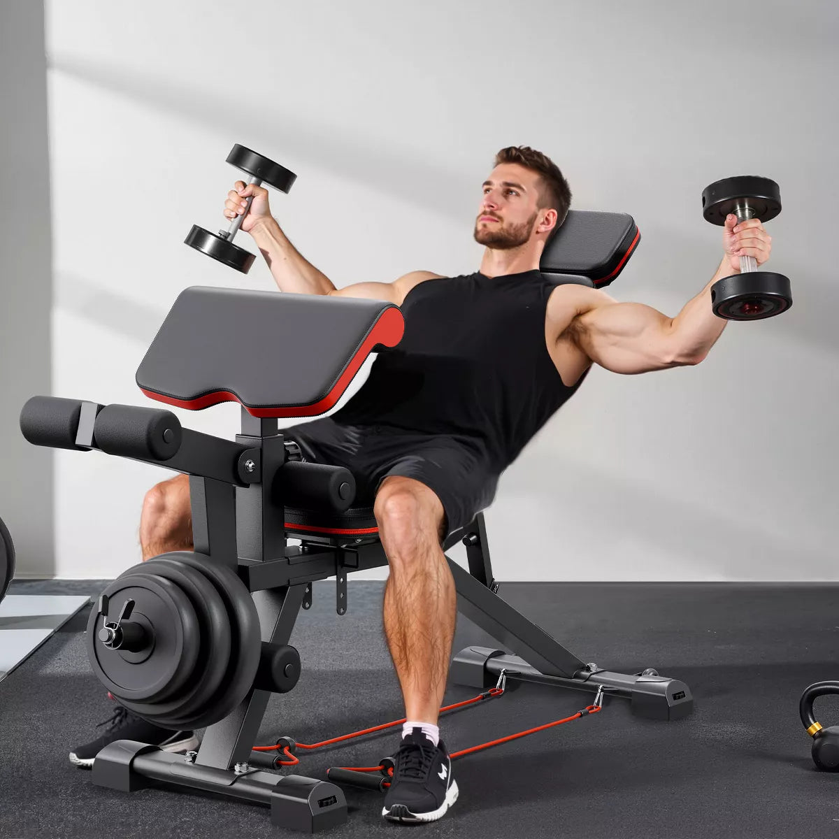 Adjustable Weight Bench 800lbs - Black & Red