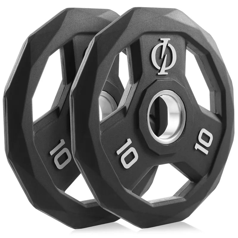 10lb rubber coated 2-inch olympic grip weight plates set of 2 with steel insert black
