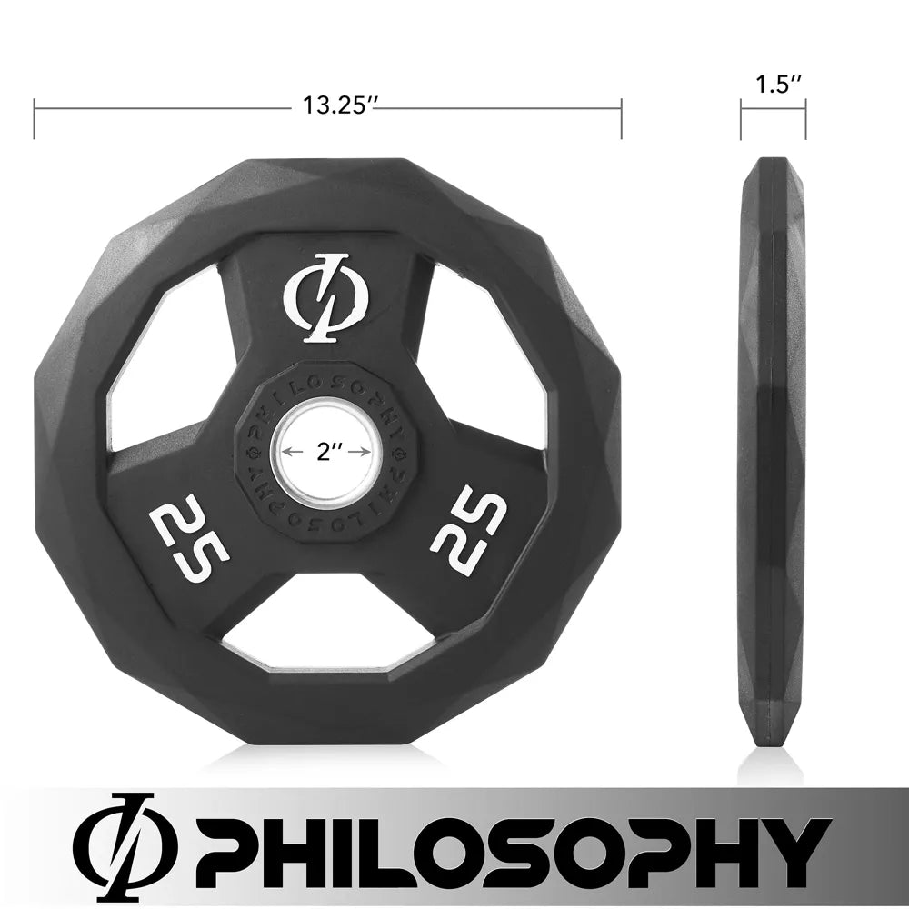25lb rubber coated 2-inch olympic grip weight plates set of 2 with steel insert black