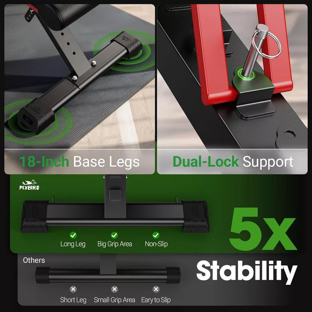 Adjustable Weight Bench 750LB - 5X Stable Design