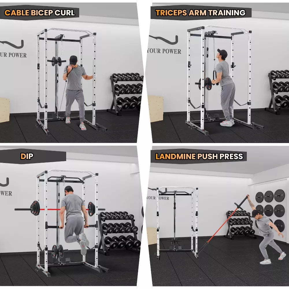 Power Rack 1600LBS - Cable Pulley & Dip Bar