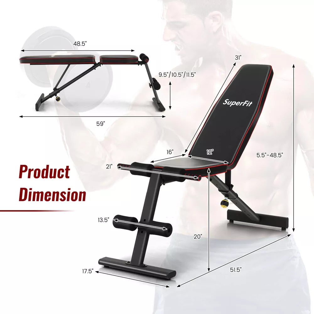 Adjustable Weight Bench - Incline Decline Home Gym
