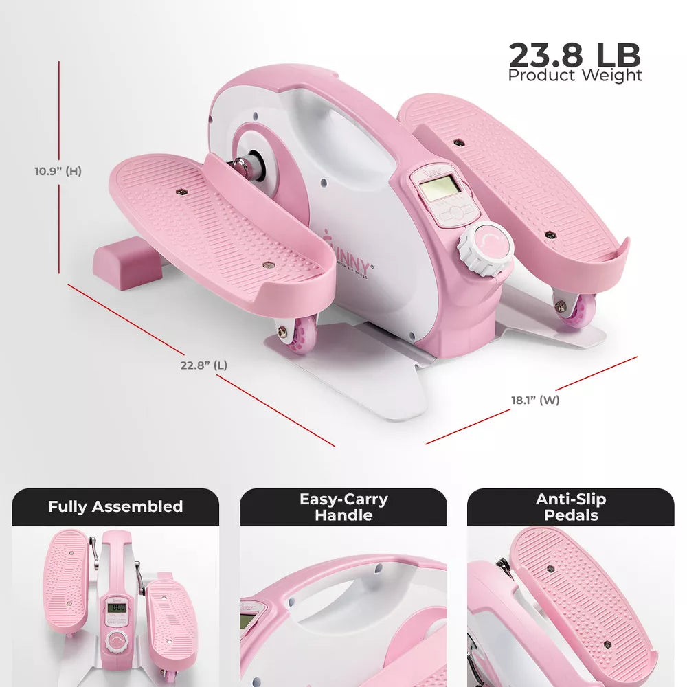 Smart Under-Desk Elliptical - SunnyFit App, Pink