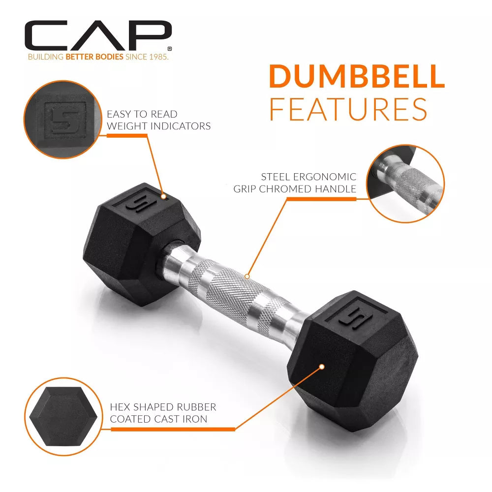25lbs Coated Hex Dumbbell - Contoured Handle